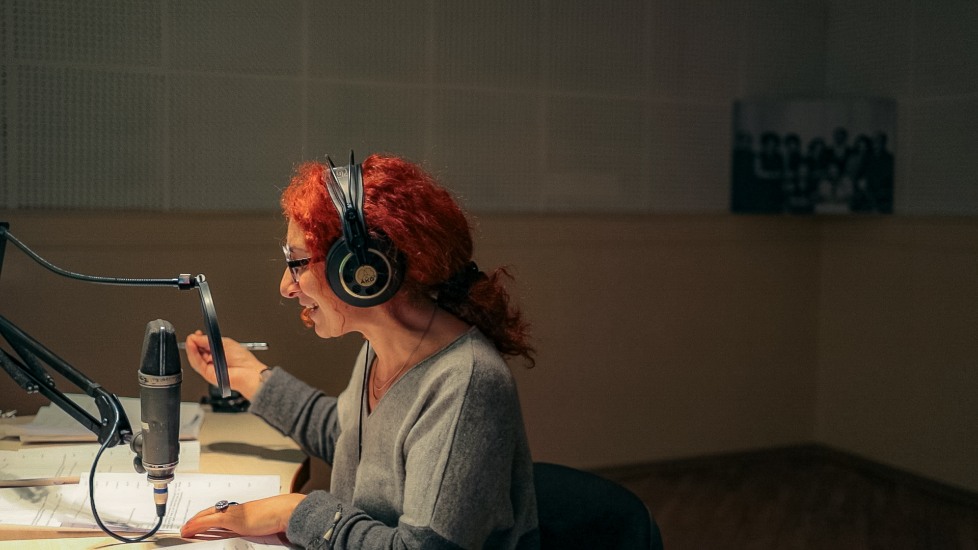 Recording the radio play at the Public Radio of Armenia studio